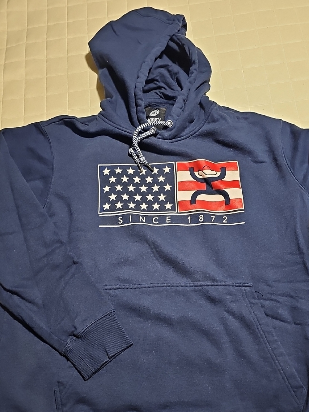 Hooey Navy Blue Pullover Hoodie with Flag Graphic